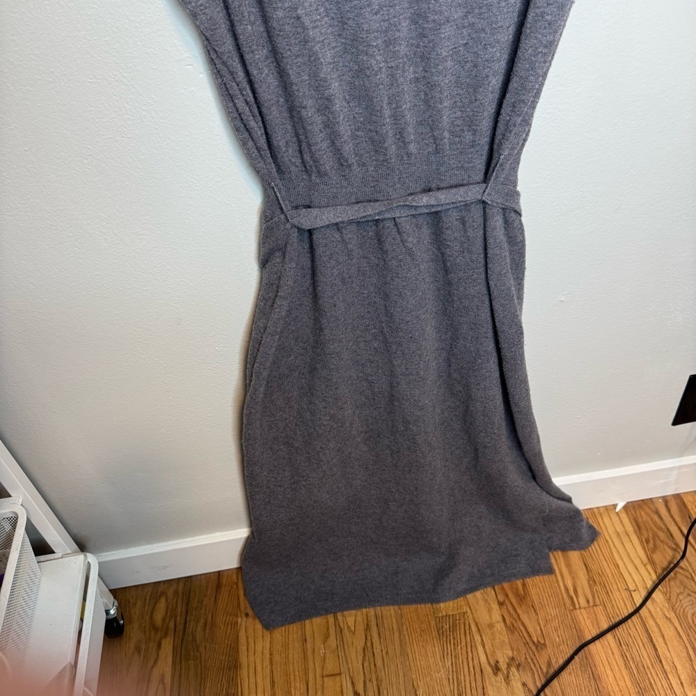 Anthropologie Matinee Midi Wool Belted Sweater Dress Gray - Picture 15 of 16